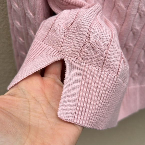 Lacoste 🔥 Pink Cable Knit Crewneck Sweater Sz 42 - Picture 6 of 8